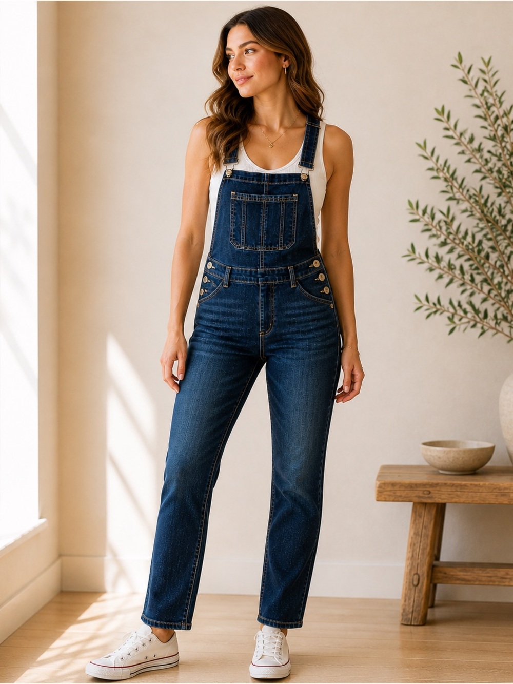 KanCan Dark Wash Denim Overalls XL | Straight Leg Stretch | Spring Ready